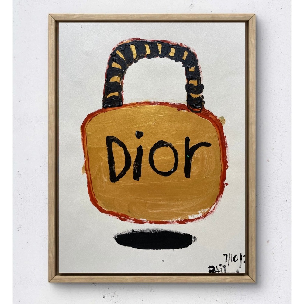 Dior Designer Bag Painting 11x14 Hand Painted Fashion Pop Art Wall Decor Framed